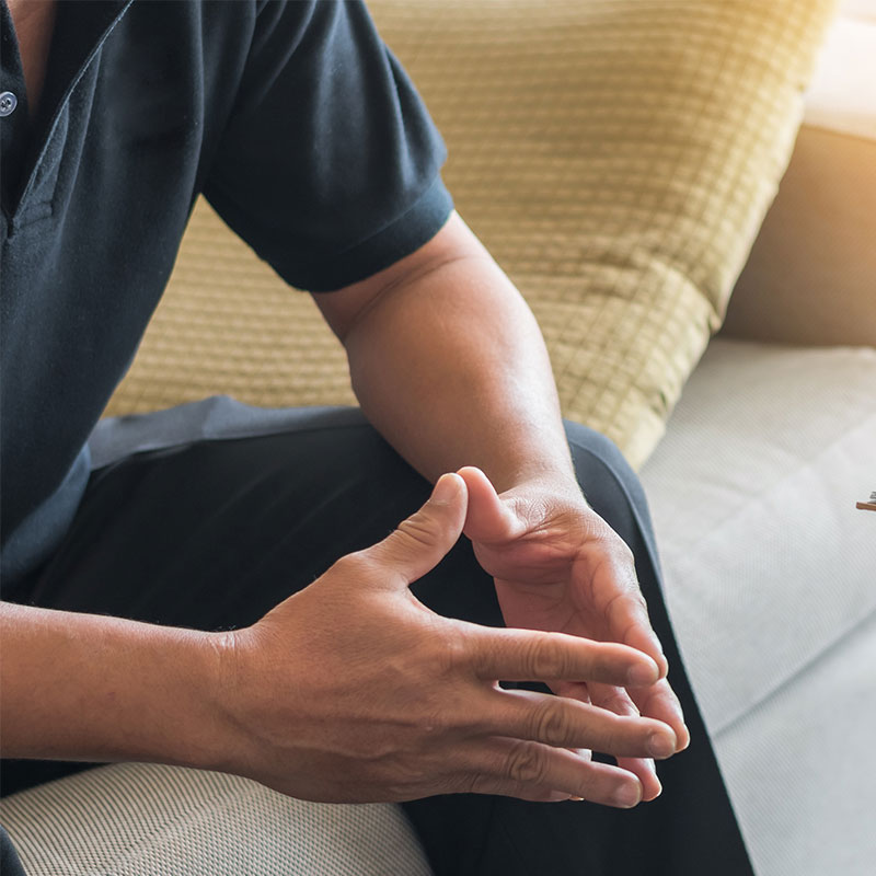 Male patient in cancer consultation